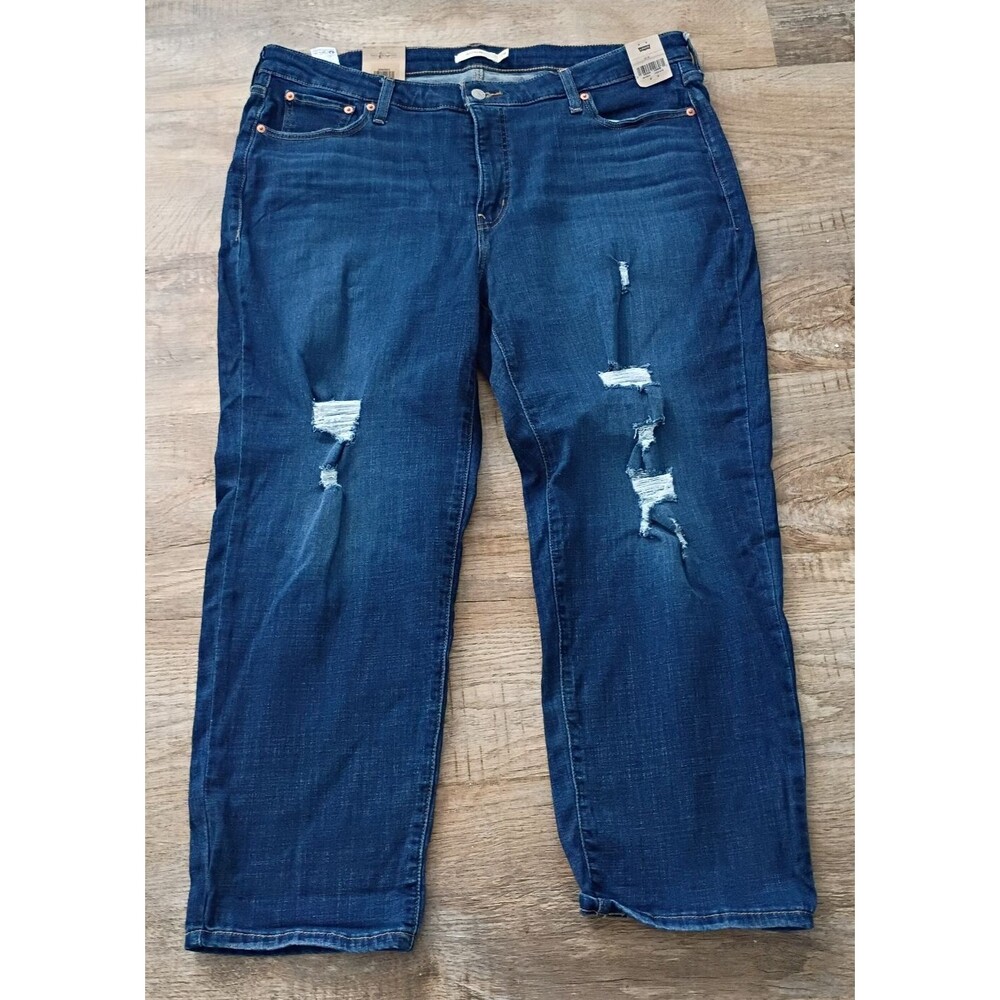 Levi's women's boyfriend distressed‎ mid rise jeans 27" Inseam NWT 22W